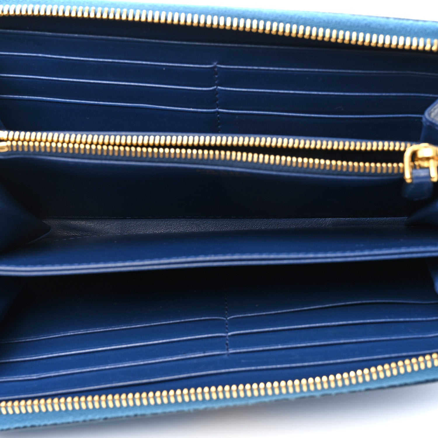 Prada Vitello Daino Zip Around Wallet Cobalto 5 of 9
