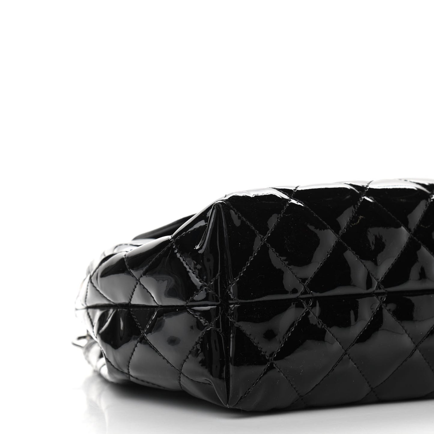 Patent Quilted Large Coco Shine Accordion Flap Black