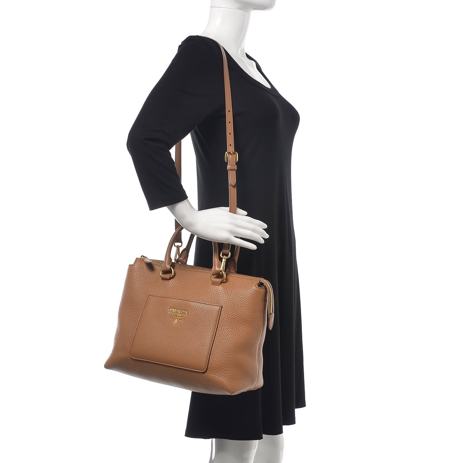 Prada Vitello Daino Pocket Tote Caramel 2 of 16