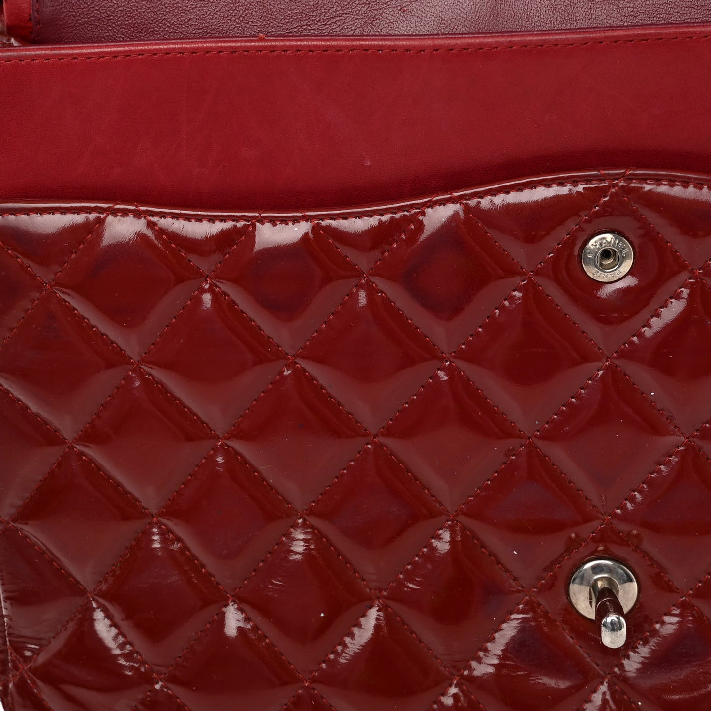 Patent Quilted Maxi Double Flap Red