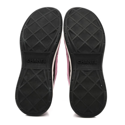 Chanel Suede Calfskin Nylon Grosgrain CC Sneakers 39 Dark Pink 6 of 10