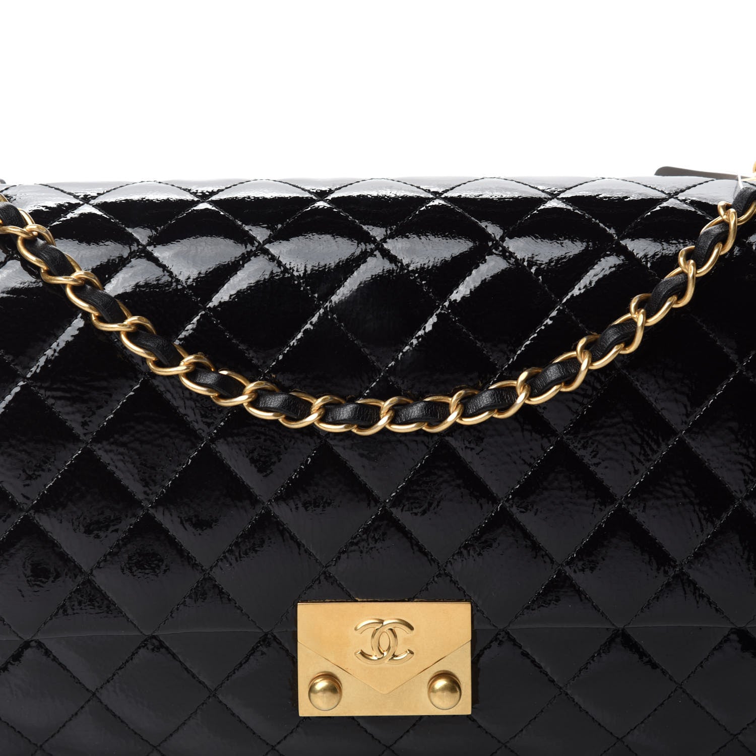 Chanel Patent Goatskin Quilted 3 Pocket Accordion Flap Black 10 of 11