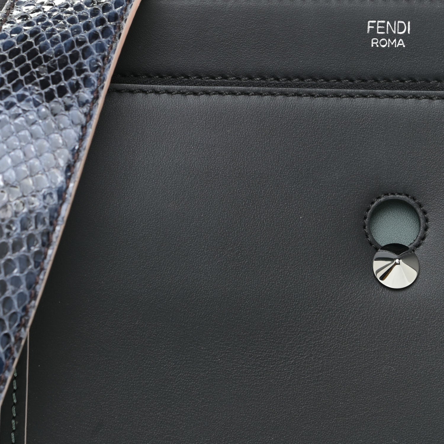 Fendi Vitello Baltico Dolce Elaphe DotCom Satchel Grey 9 of 13