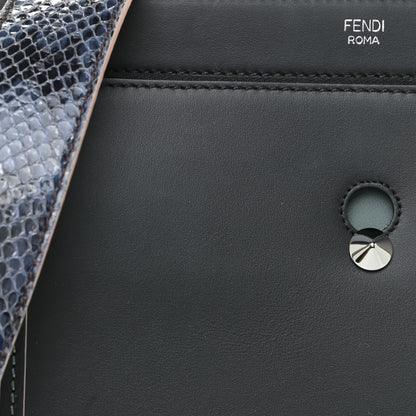Fendi Vitello Baltico Dolce Elaphe DotCom Satchel Grey 9 of 13