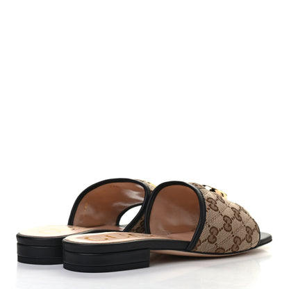 Gucci Monogram Matelasse Diagonal GG Marmont Flat Slide Sandals 37.5 Beige Ebony Black 4 of 8