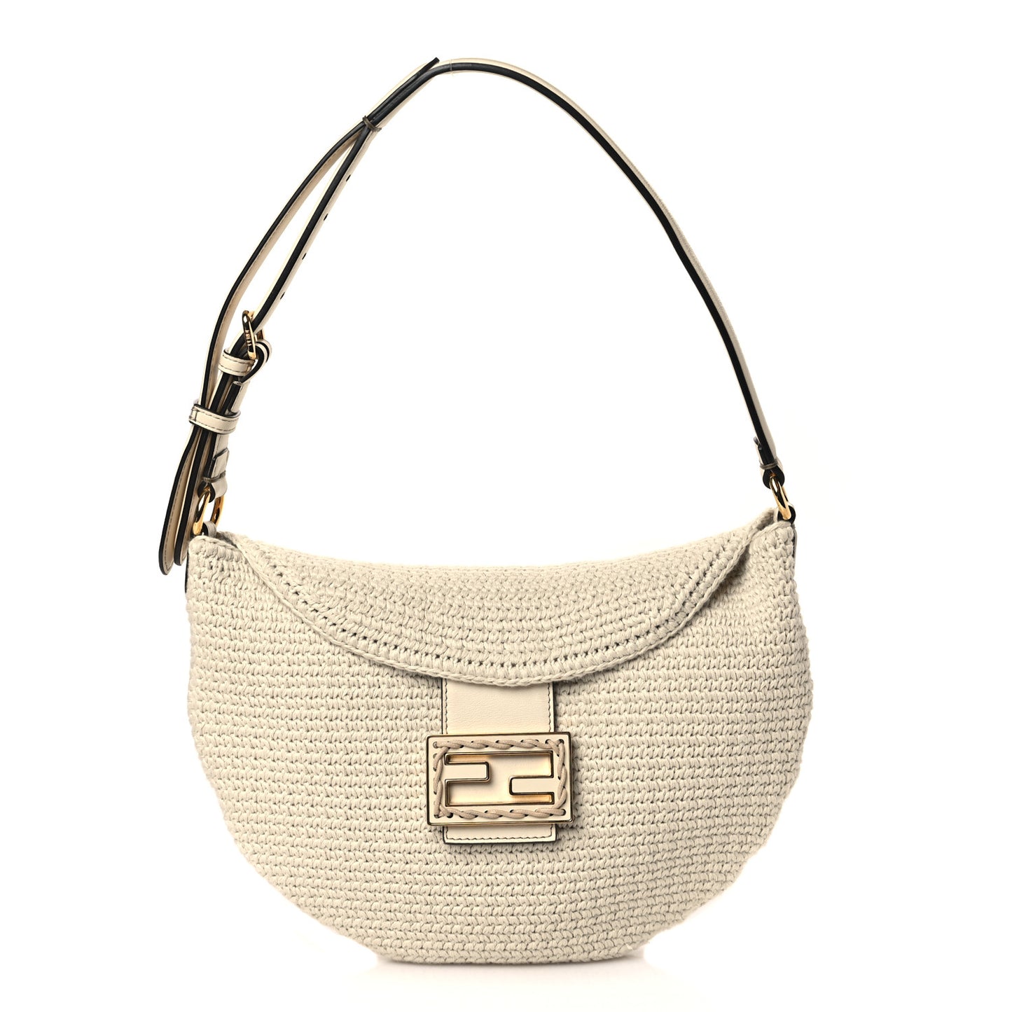 Fabric Crochet Vitello Grace Small Croissant Hobo Uovo
