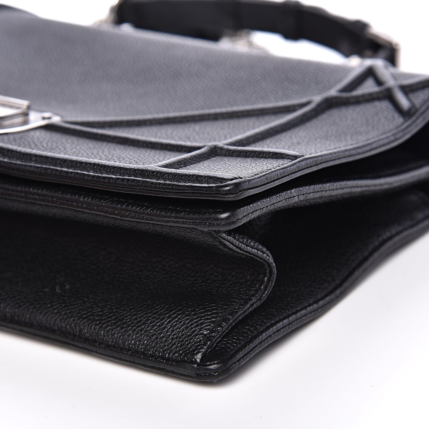 Grained Calfskin Medium Diorama Flap Bag Black