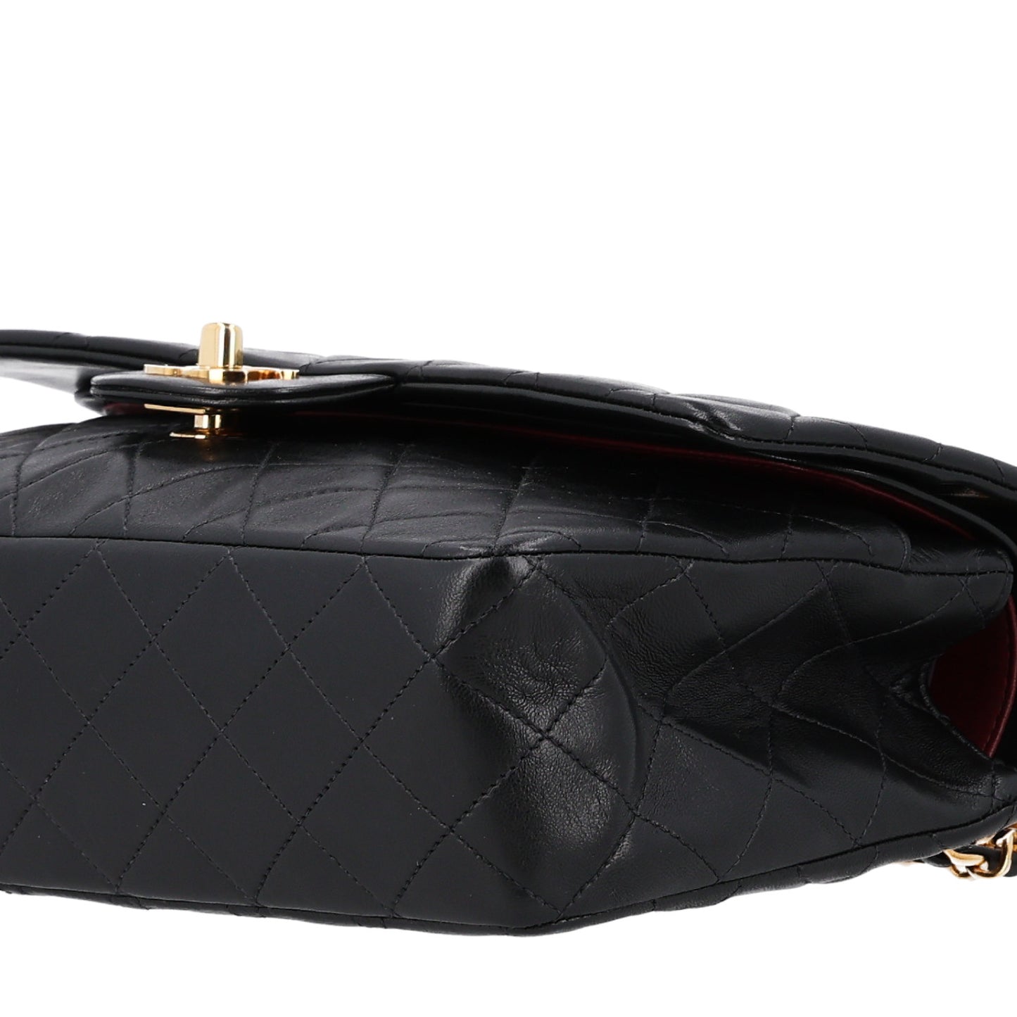 Lambskin Quilted Medium Double Flap Black