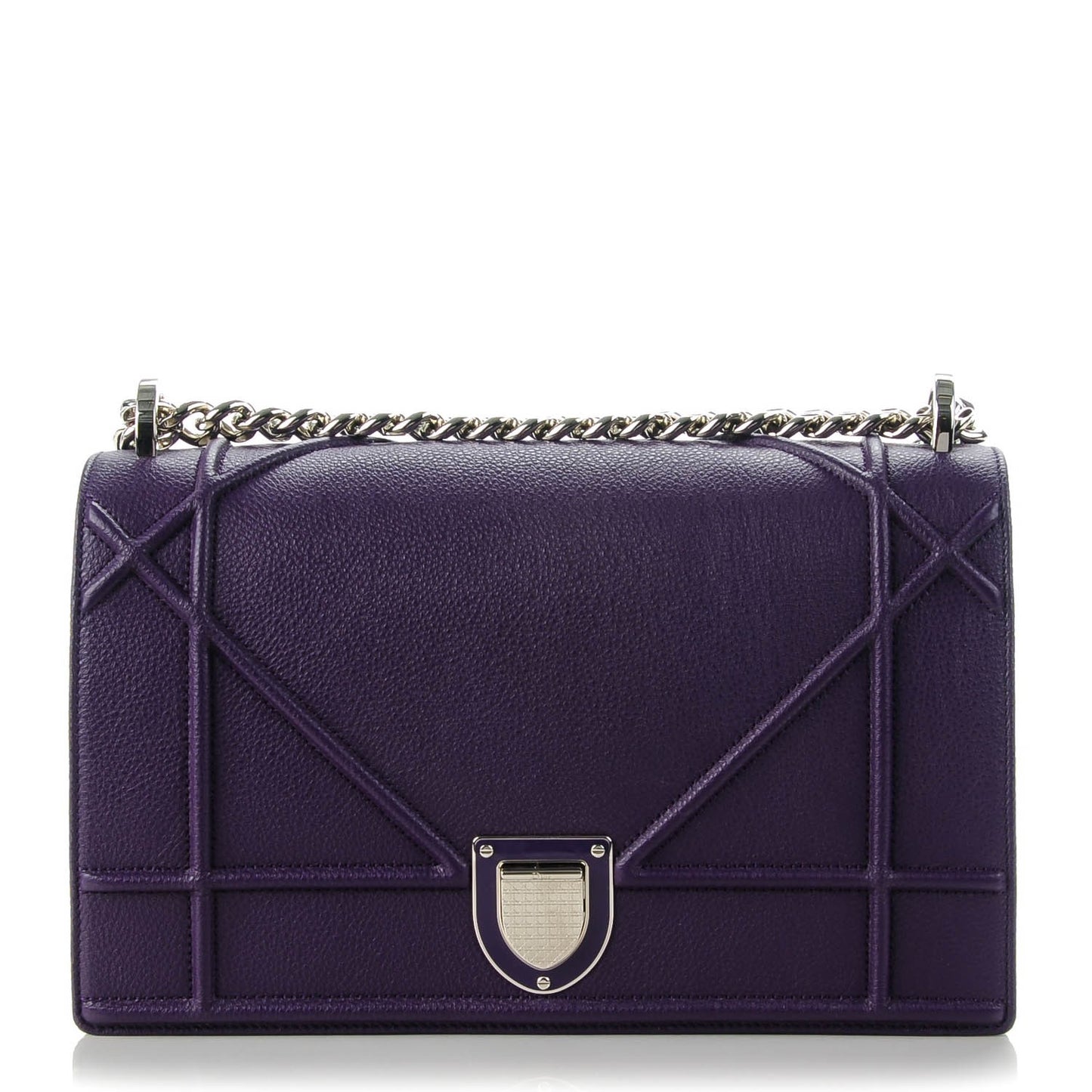 Grained Calfskin Medium Diorama Flap Bag Purple