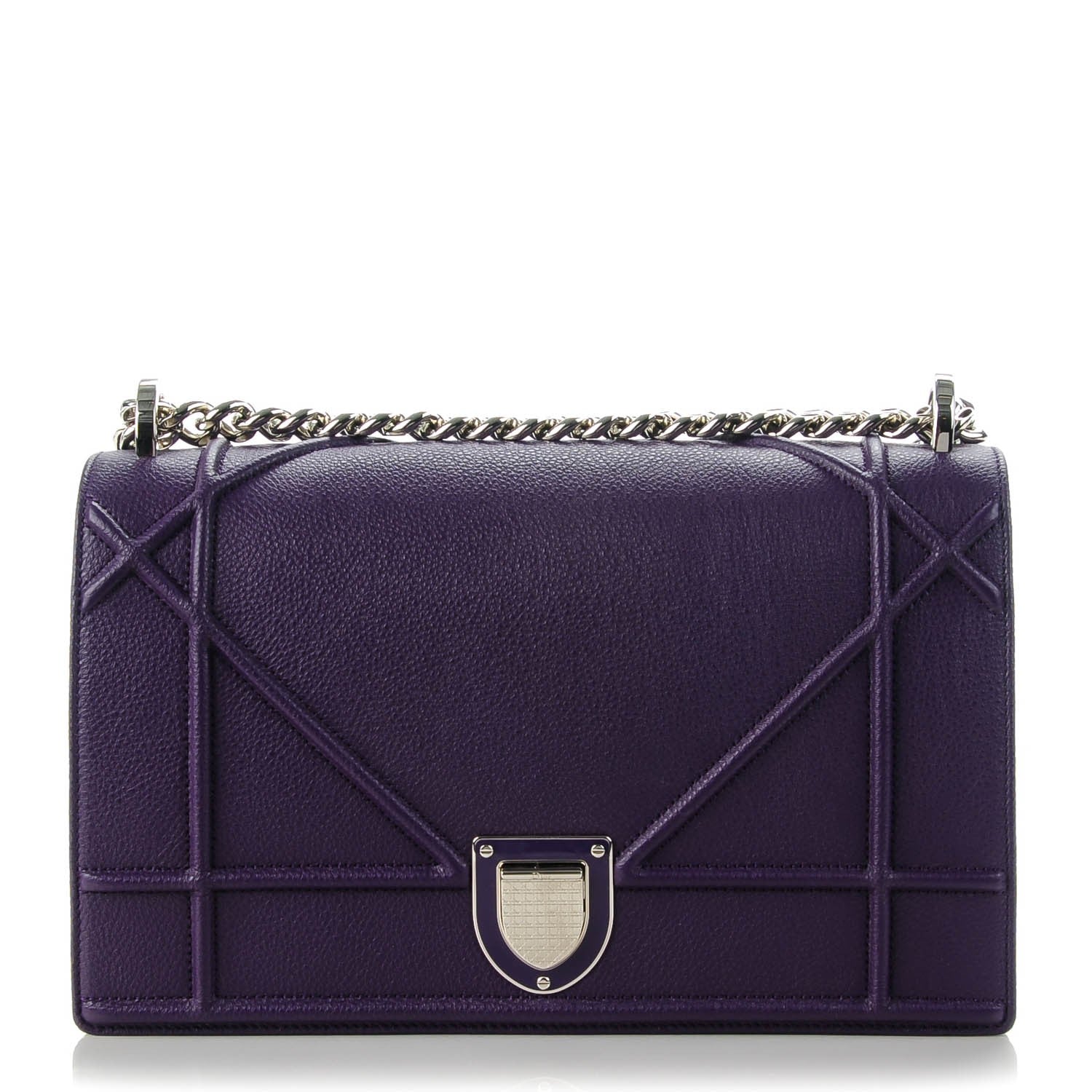 Christian Dior Grained Calfskin Medium Diorama Flap Bag Purple 1 of 7