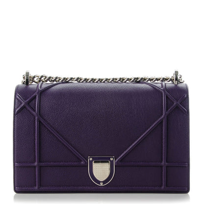 Christian Dior Grained Calfskin Medium Diorama Flap Bag Purple 1 of 7