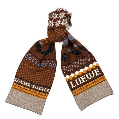 Loewe X SUNA FUJITA Wool Pintade Jacquard Scarf Brown 1 of 3