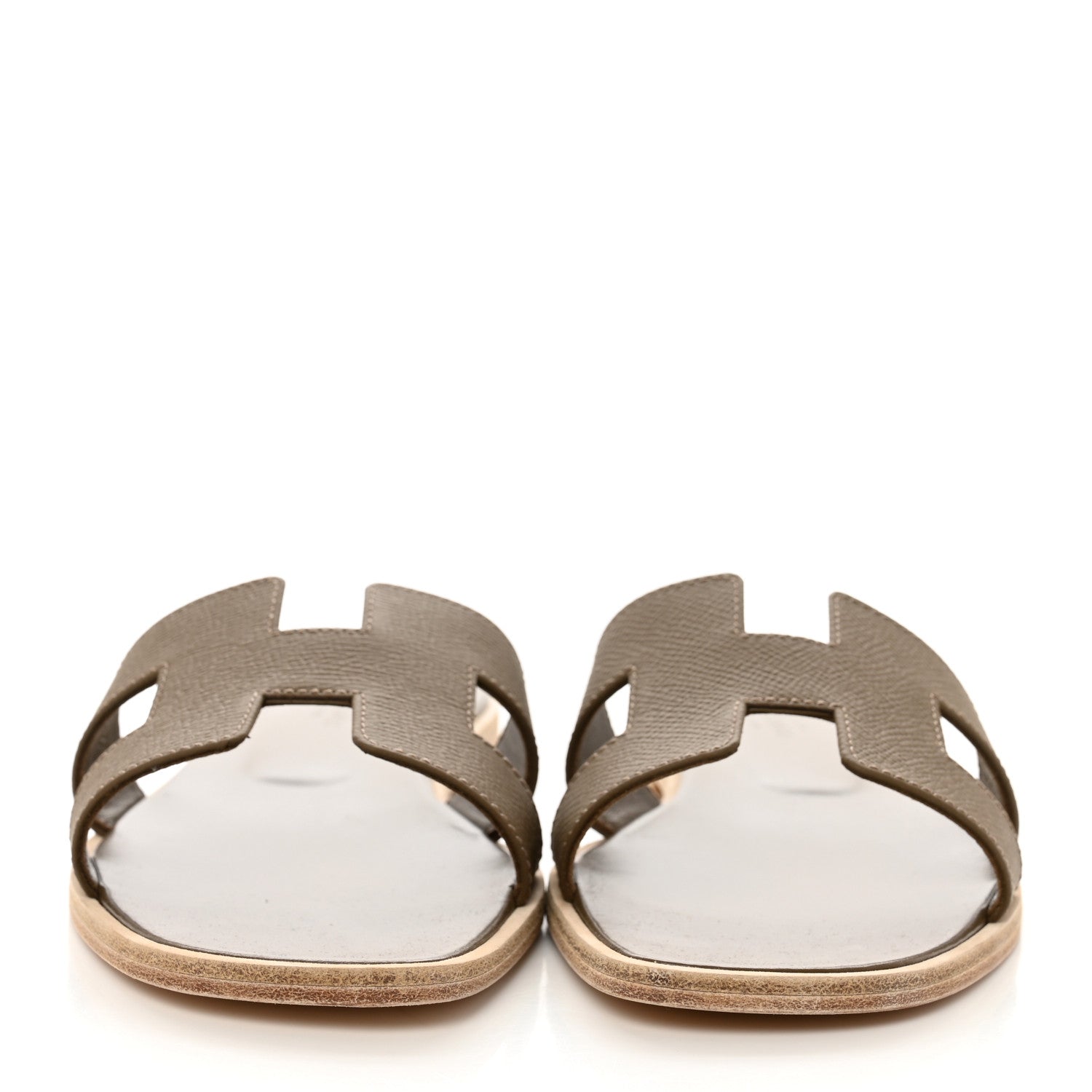 Hermes Epsom Oran Sandals 38.5 Etoupe 2 of 9