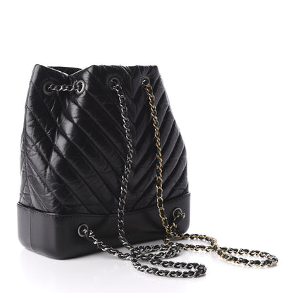 Chanel Aged Calfskin Chevron Quilted Small Gabrielle Backpack Black 2 of 8