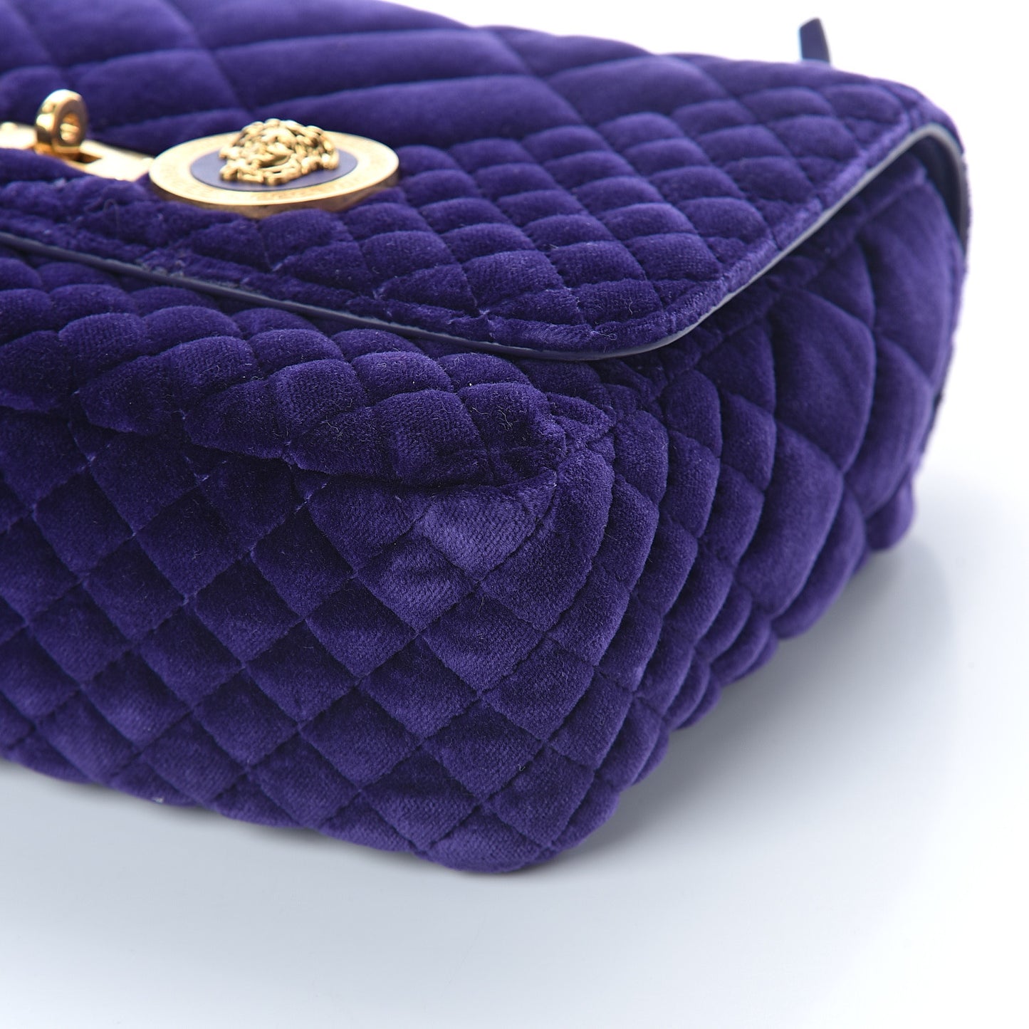 Velvet Quilted Icon Crossbody Bag Purple