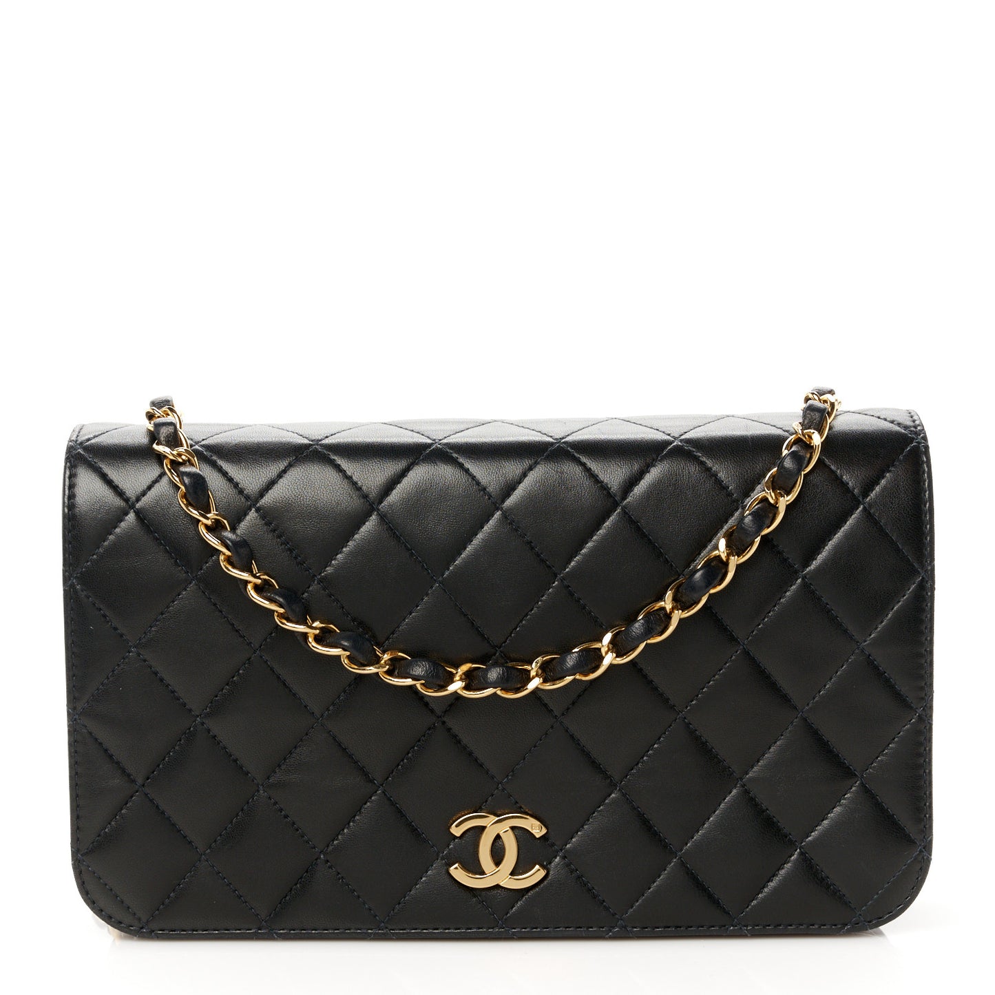 Lambskin Quilted Small Single Flap Black