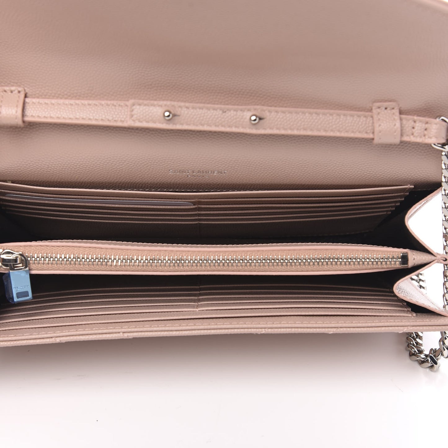 Grain De Poudre Matelasse Chevron Monogram Chain Wallet Pale Pink