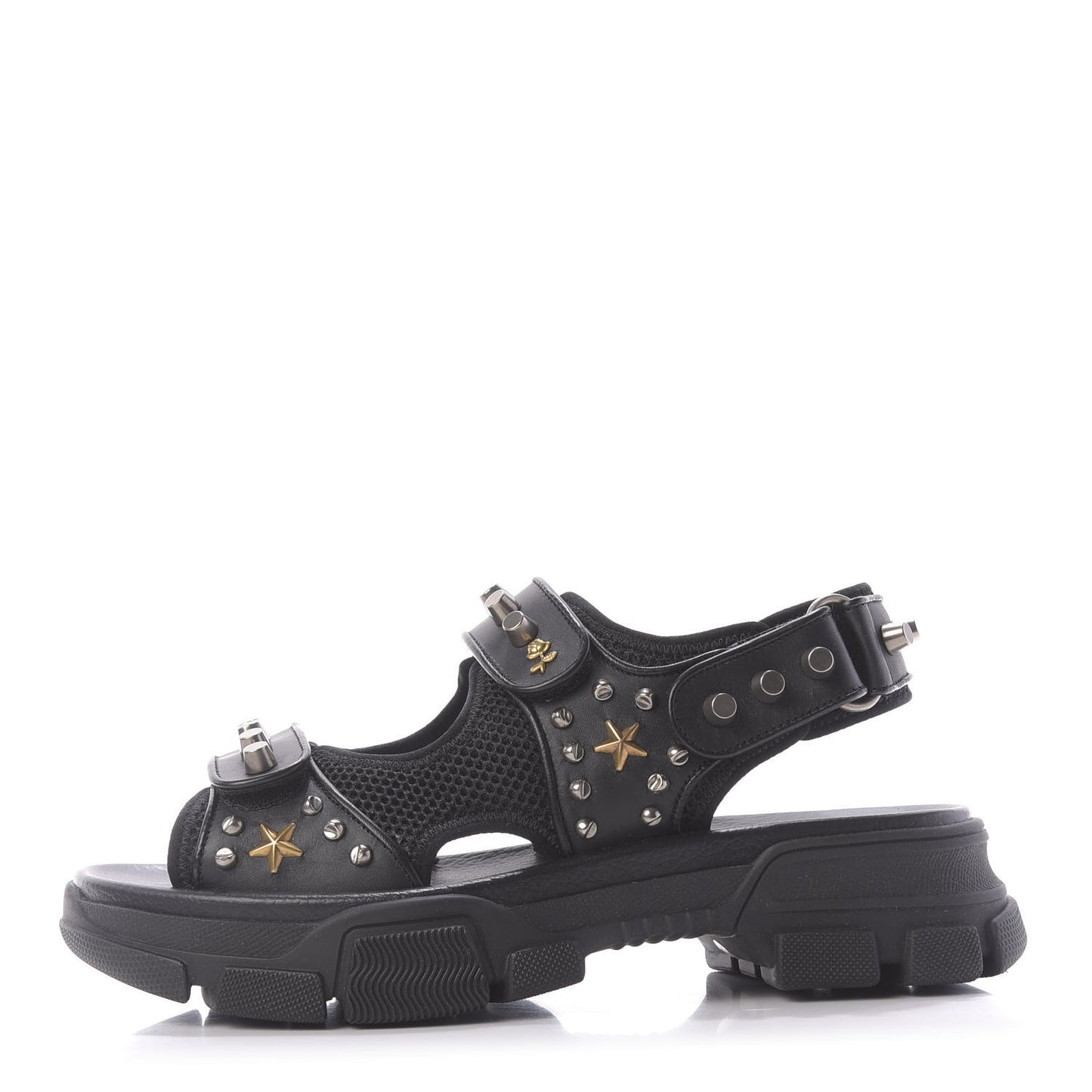 Nappa Mesh Studded Mens Aguru Sandals 7 Black