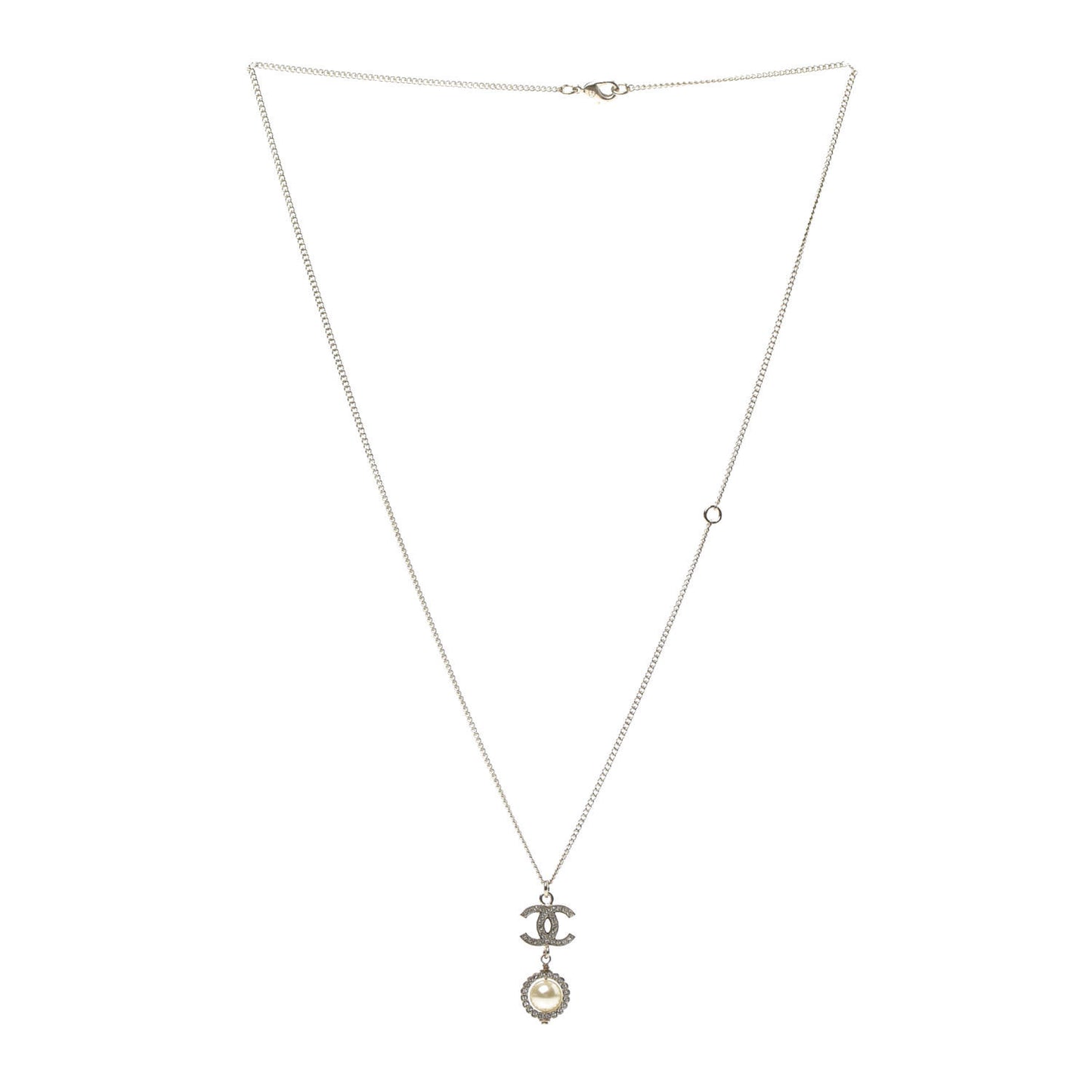 Crystal Pearl CC Lace Camellia Necklace Gold