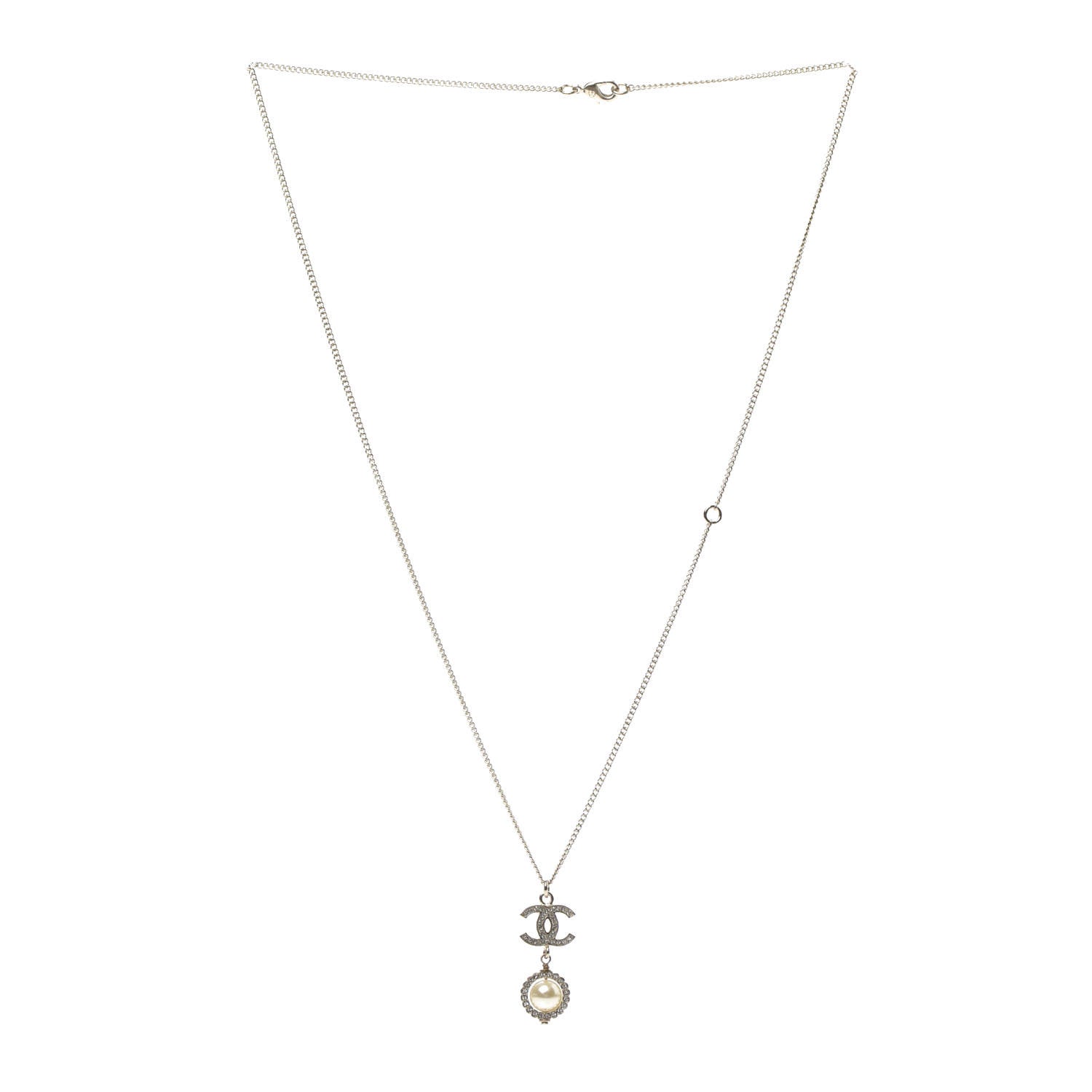 Chanel Crystal Pearl CC Lace Camellia Necklace Gold 3 of 6