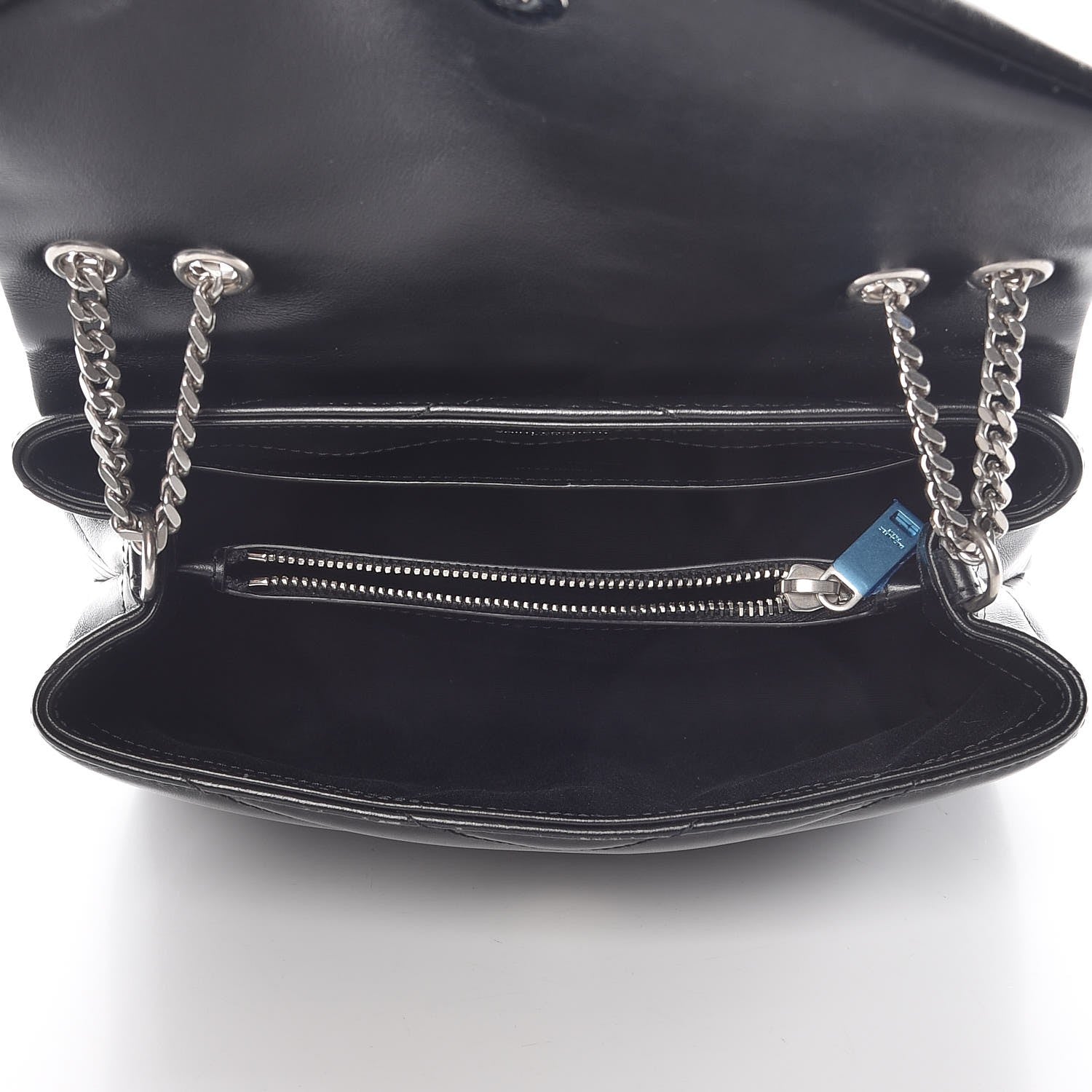 Saint Laurent Calfskin Y Quilted Monogram Small Loulou Chain Satchel Black 5 of 8