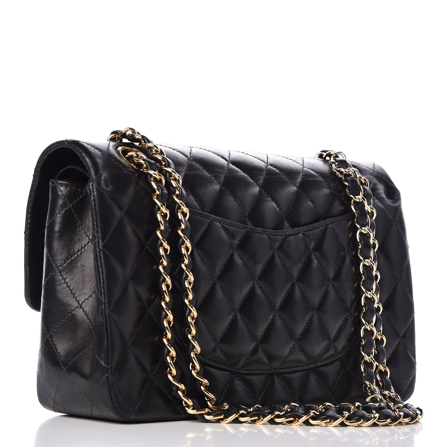 Lambskin Quilted Medium Double Flap Black