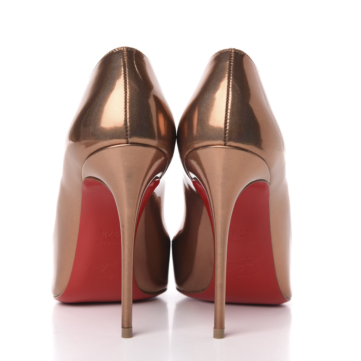 Christian Louboutin Metallic Patent Pigalle Follies 100 Pumps 37.5 Cappuccino 6 of 9
