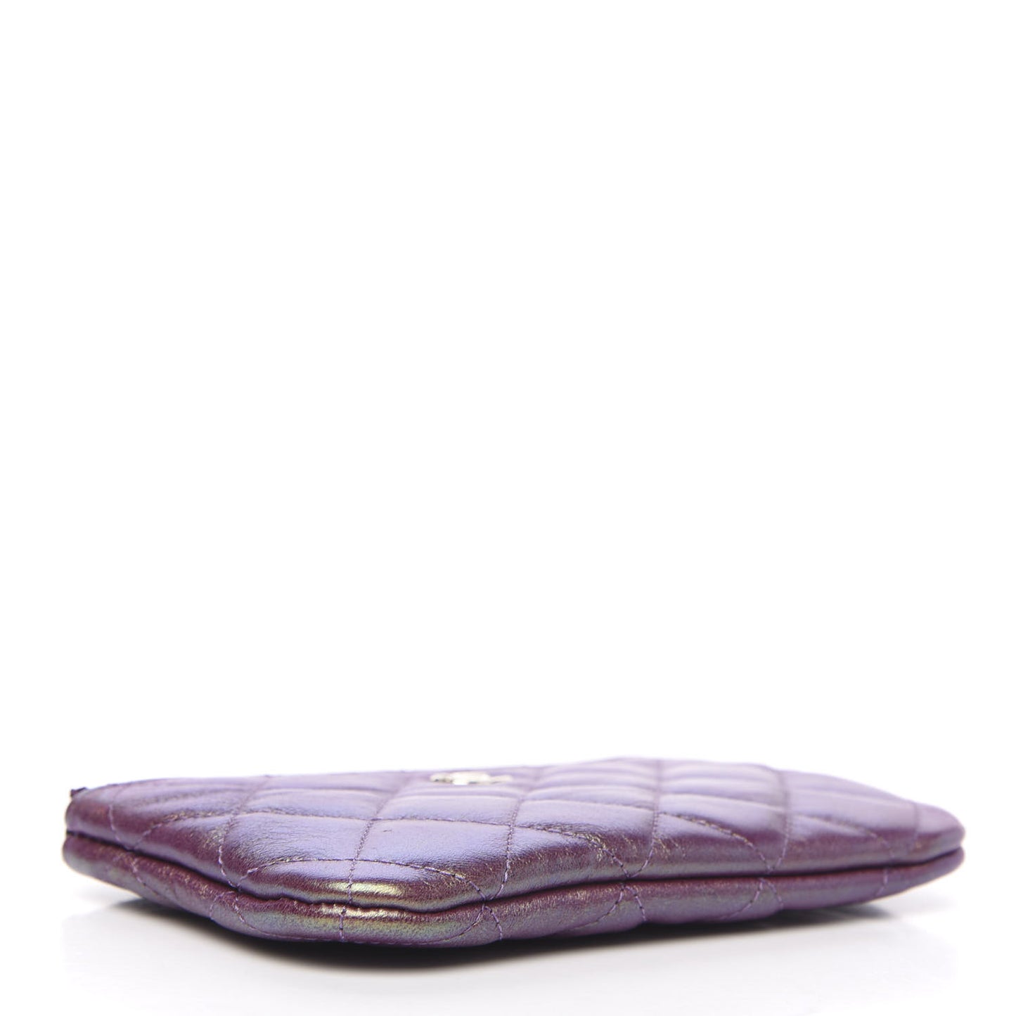 Iridescent Lambskin Quilted Small Cosmetic Case Purple