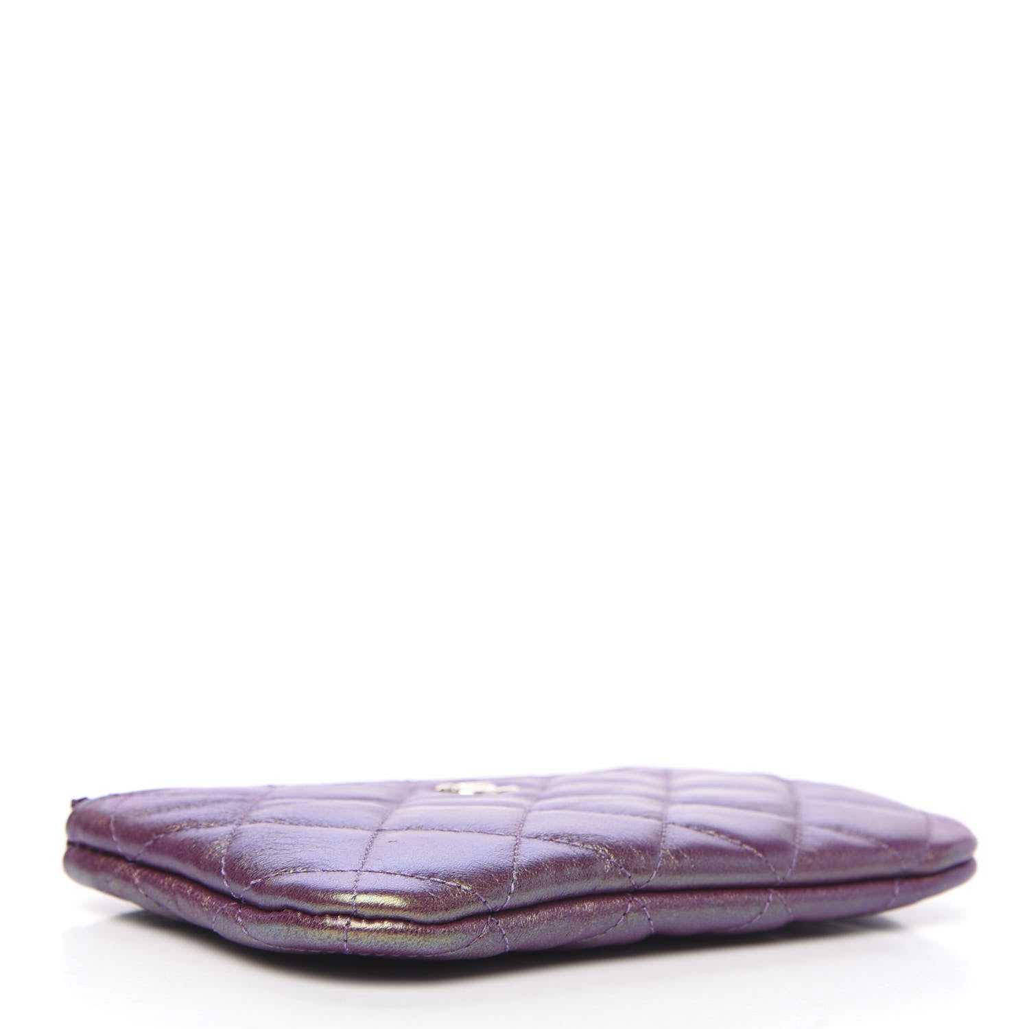 Chanel Iridescent Lambskin Quilted Small Cosmetic Case Purple 4 of 9