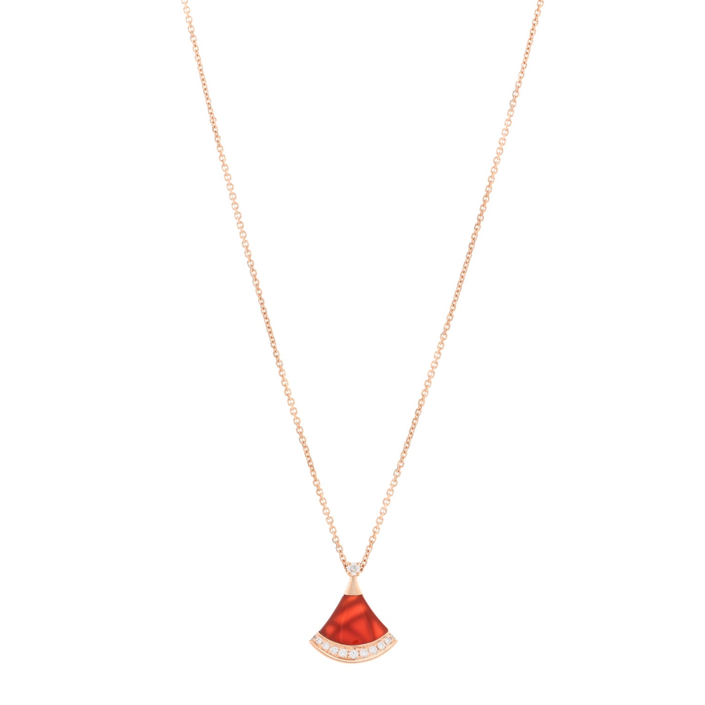 18K Rose Gold Diamond Carnelian Divas' Dream Pave Pendant Necklace