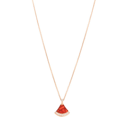 Bulgari 18K Rose Gold Diamond Carnelian Divas' Dream Pave Pendant Necklace 1 of 4