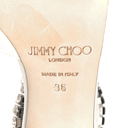 Jimmy Choo Satin Crystal Saeda 100 Pumps 36 Ivory 6 of 7