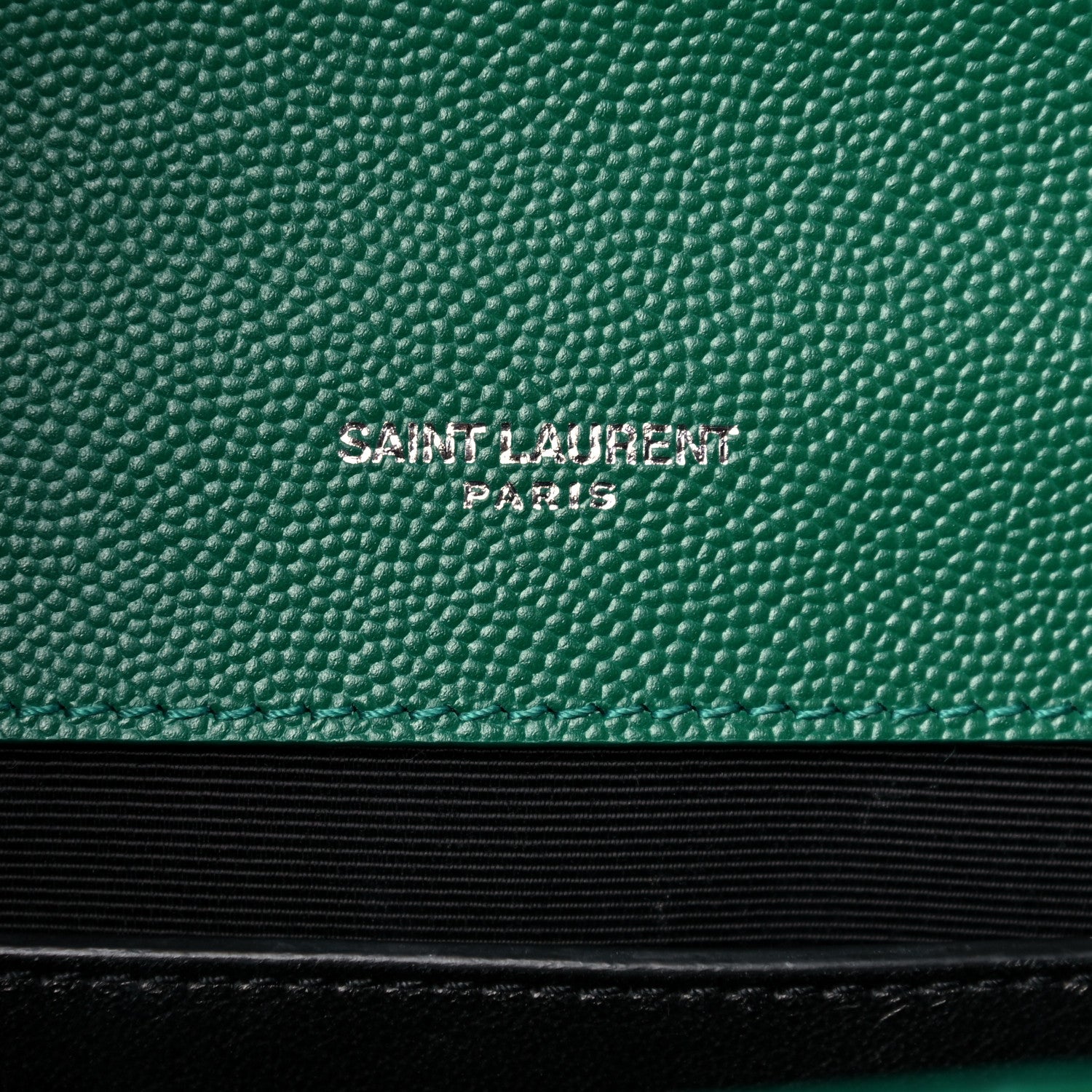 Saint Laurent Grain De Poudre Textured Mixed Matelasse Triquilt Medium Monogram Satchel Green 6 of 16