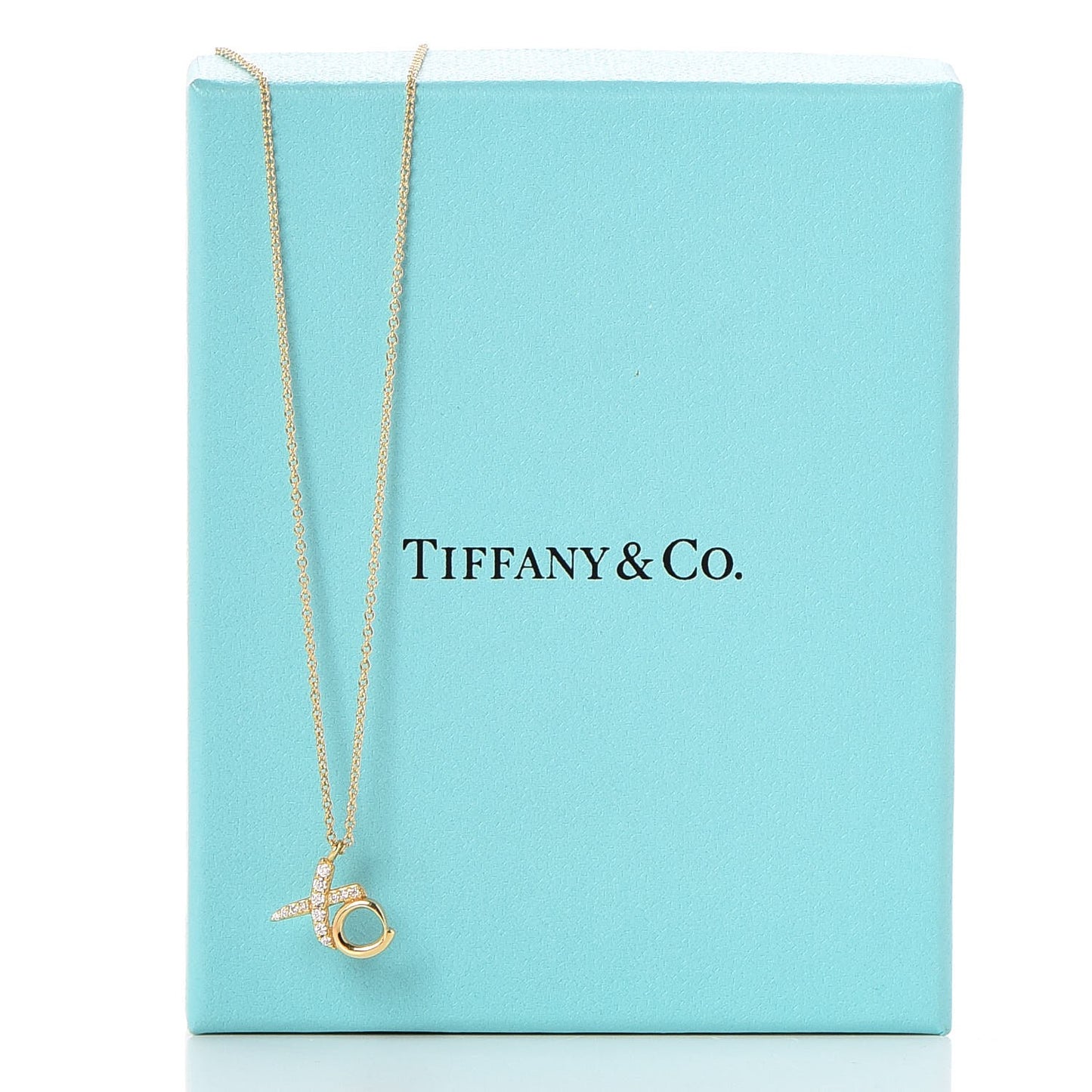 18K Yellow Gold Diamond Paloma Picasso Love & Kisses Pendant Necklace
