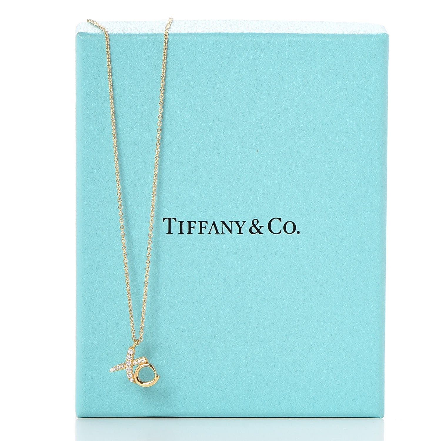 Tiffany 18K Yellow Gold Diamond Paloma Picasso Love & Kisses Pendant Necklace 7 of 7