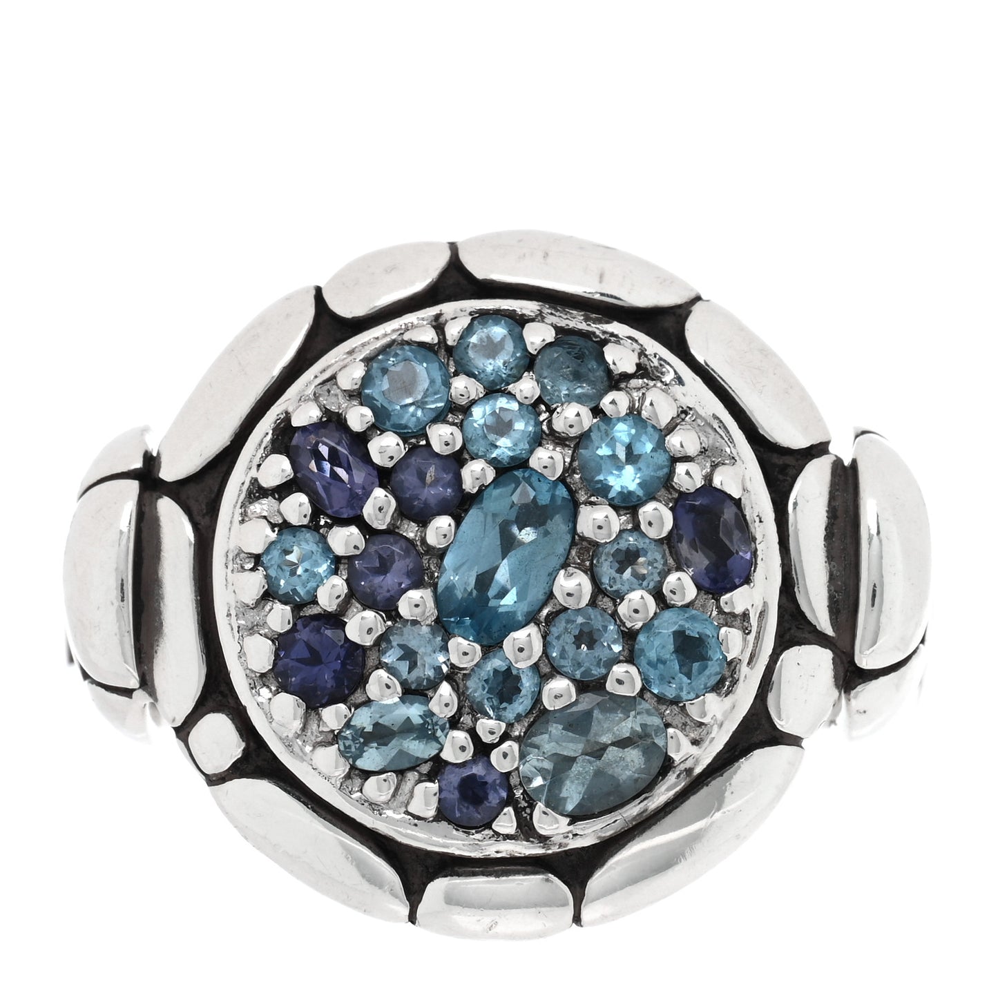 Sterling Silver Blue Topaz Iolite Aquamarine Kali Lavafire Ring 63 10.25
