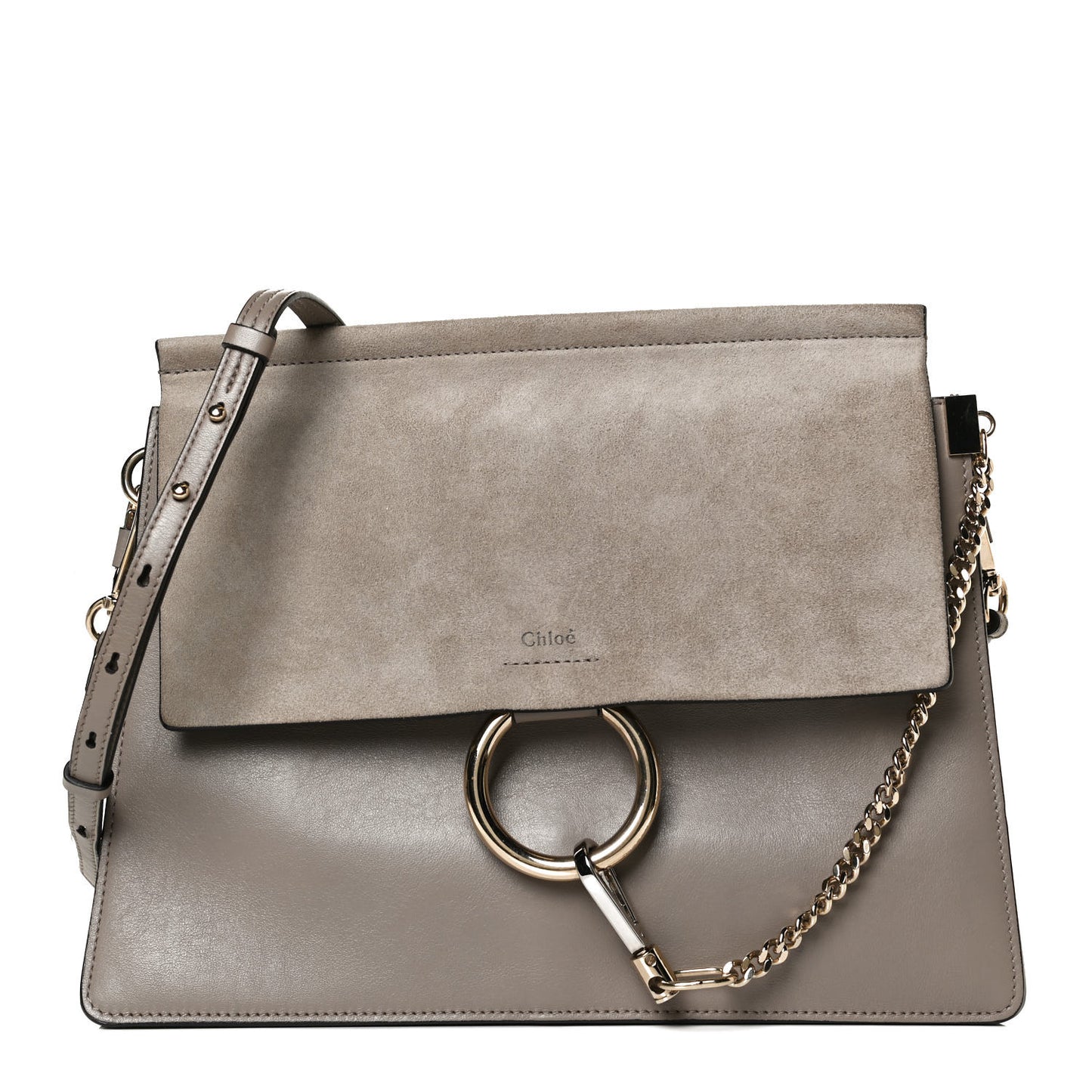 Calfskin Suede Medium Faye Shoulder Bag Motty Grey