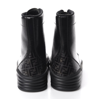 Fendi Calfskin FF Logo Ankle Biker Boots 39 Asfalto Black 5 of 11