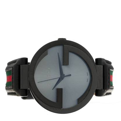 Gucci Stainless Steel Calfskin 42mm Interlocking Web G Quartz Watch Black 2 of 4