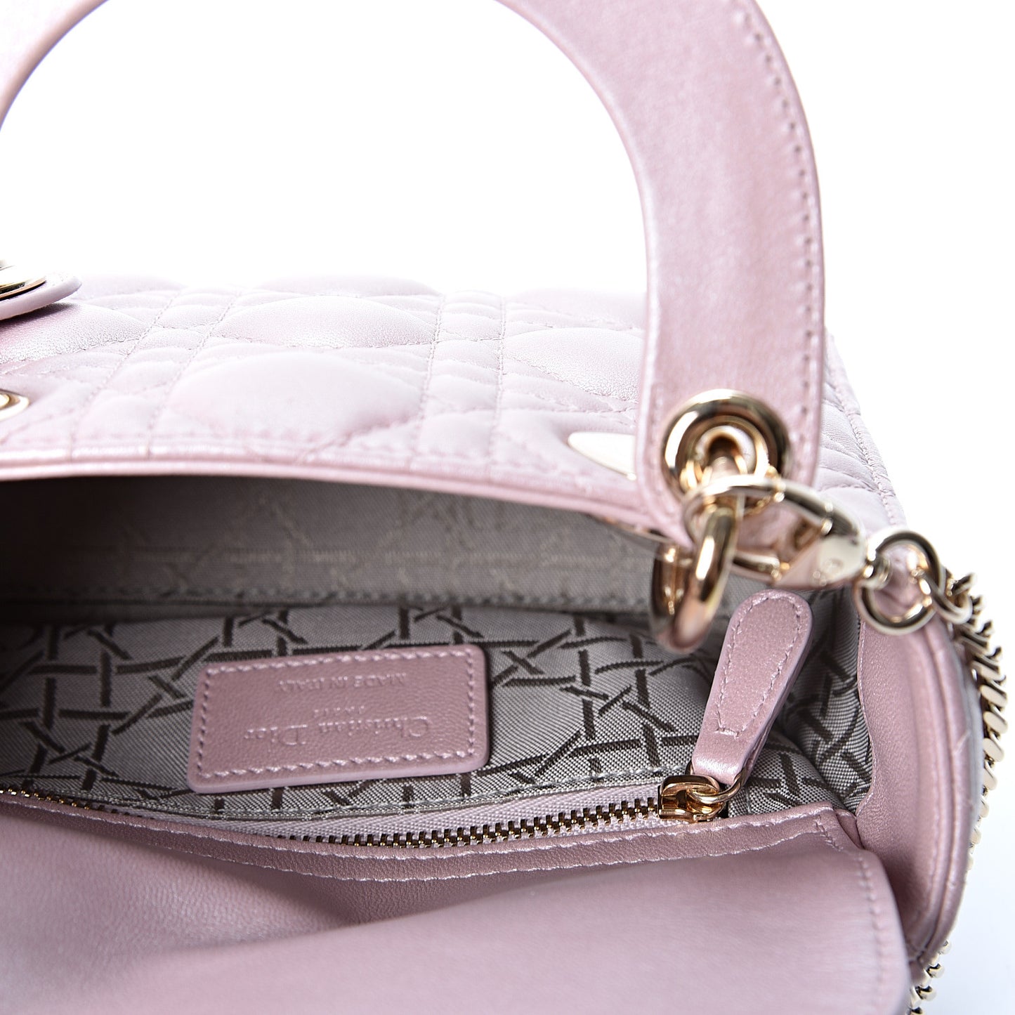 Metallic Lambskin Cannage Mini Lady Dior Lotus