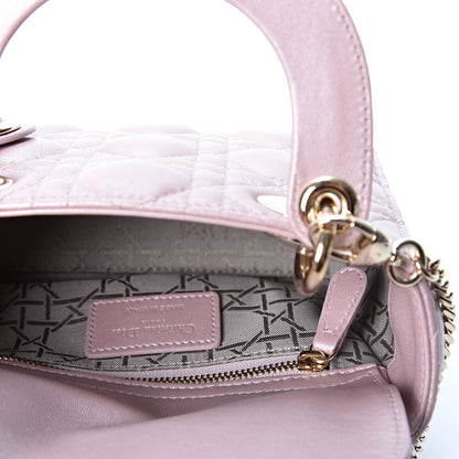 Christian Dior Metallic Lambskin Cannage Mini Lady Dior Lotus 4 of 9