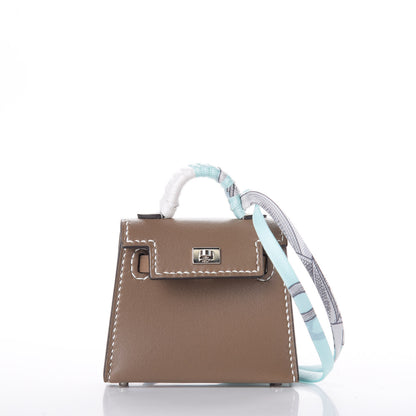 Hermes Tadelakt Mini Kelly Twilly Bag Charm Etoupe 3 of 11
