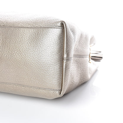 Gucci Metallic Pebbled Calfskin Medium Soho Chain Shoulder Bag Golden Beige 6 of 13