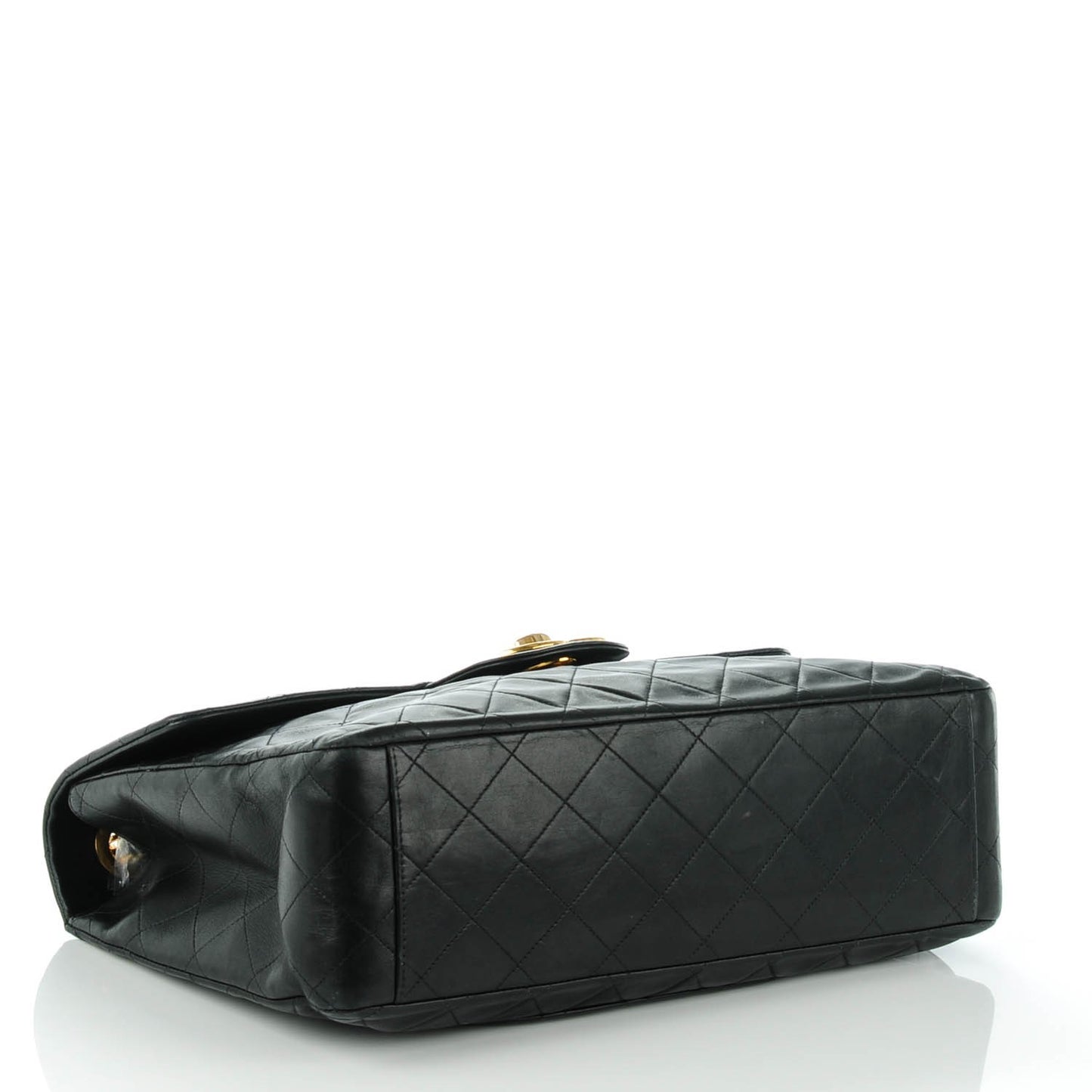 Lambskin Quilted XL Jumbo Single Flap Black