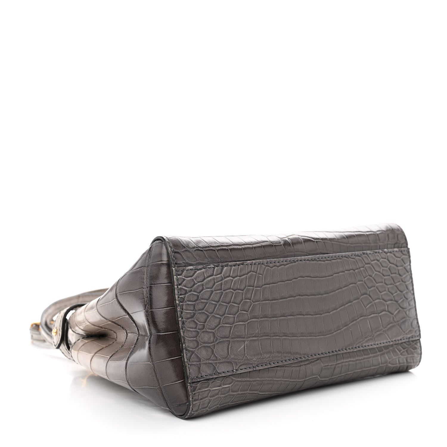 Fendi Shiny Crocodile Shiny Nappa Degrade Mini Peekaboo Iconic Satchel Grey 4 of 12