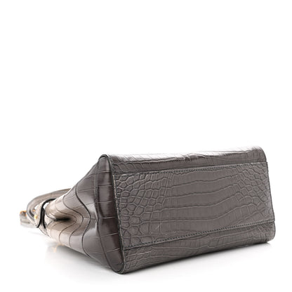 Fendi Shiny Crocodile Shiny Nappa Degrade Mini Peekaboo Iconic Satchel Grey 4 of 12