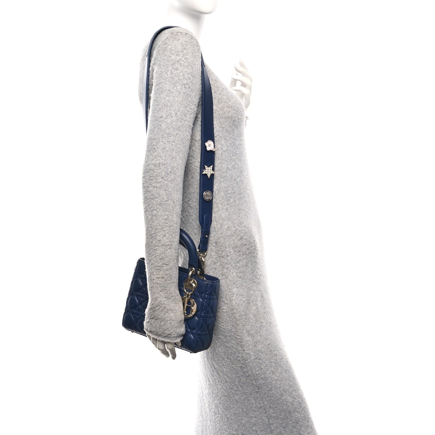 Christian Dior Lambskin Cannage Small Lucky Badges My Lady Dior Navy 2 of 10