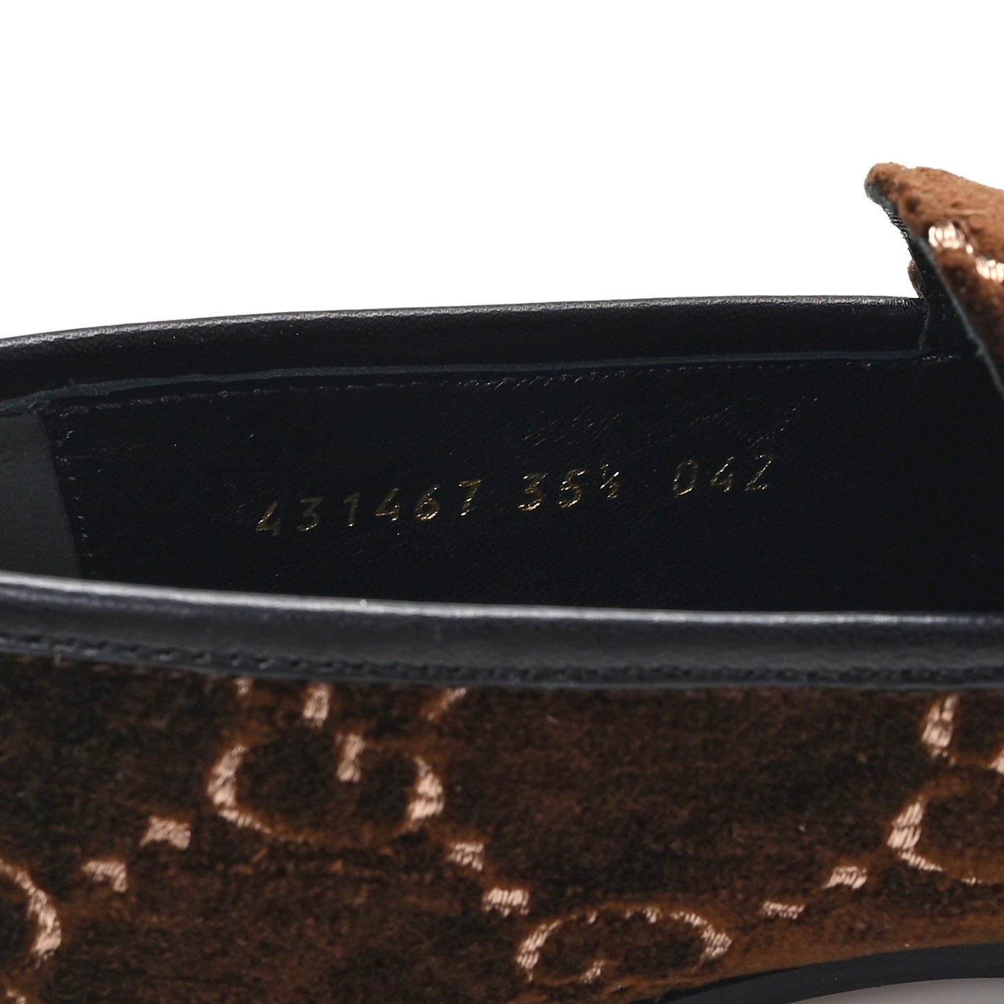 Velvet GG Monogram Horsebit Womens Jordaan Loafers 35.5 Brown Black