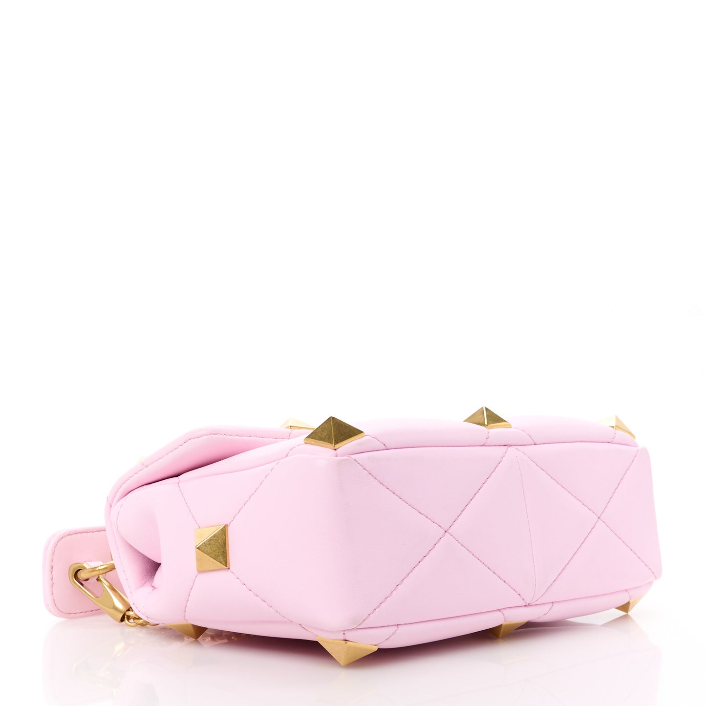 Nappa Medium Roman Stud Shoulder Bag Pink Borealis