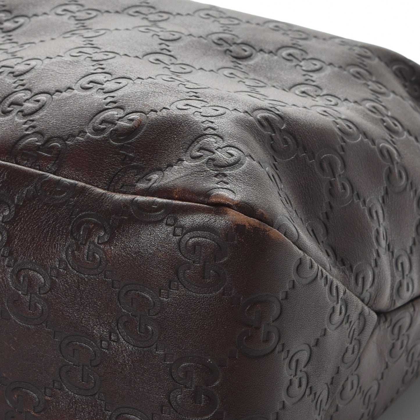Guccissima Medium Horsebit Chain Hobo Dark Brown
